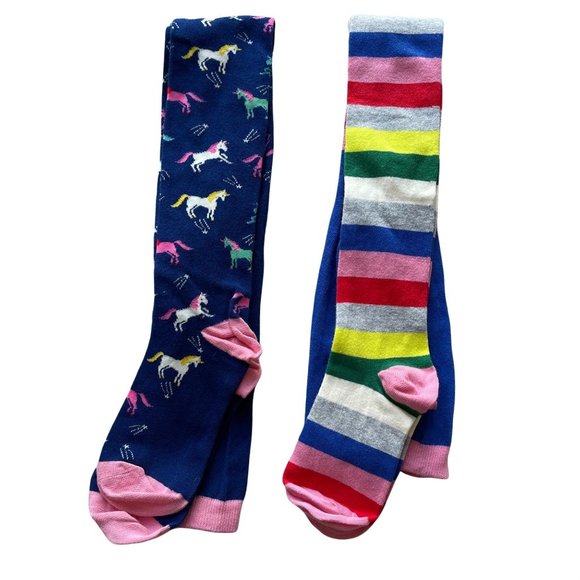 Mini Boden Other - Mini Boden Cotton Tights 11-12Y Stripe Unicorn Rainbow
